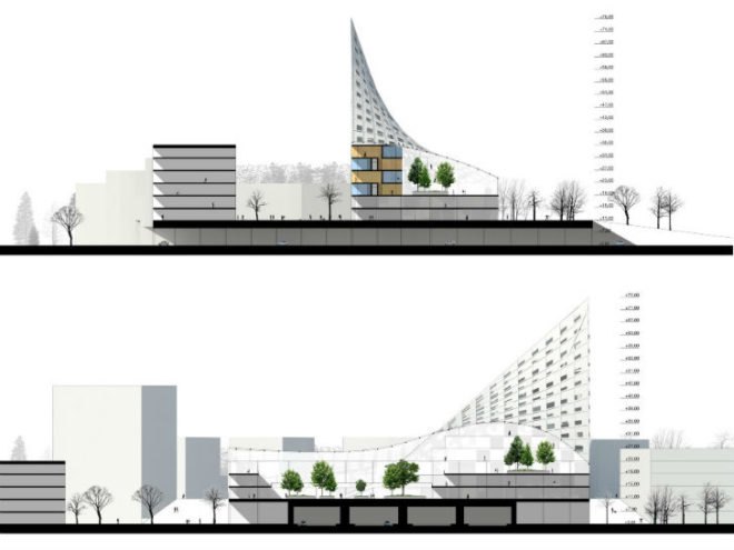 Fokka, Arto Ollila, indoor park, helsinki, mixed-use development, glass pyramid,