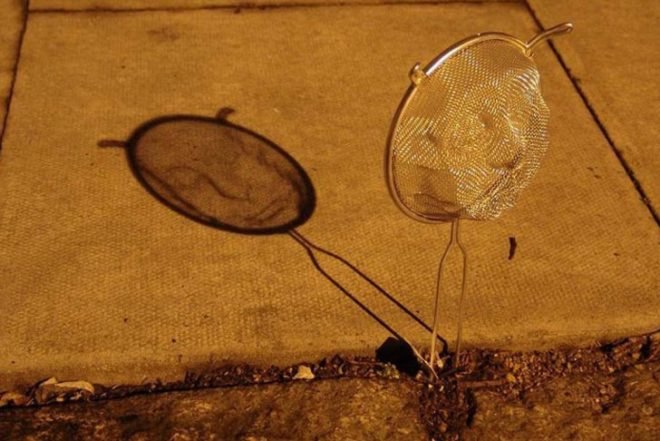 Isaac Cordal, Cement Bleak, spanish art, urban installations, cooking strainer, standard materials, art, public art