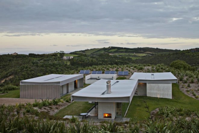 Island Retreat, Fearon Hay Architects, waiheke island, eco vacation home, eco home, solar power, new zealand