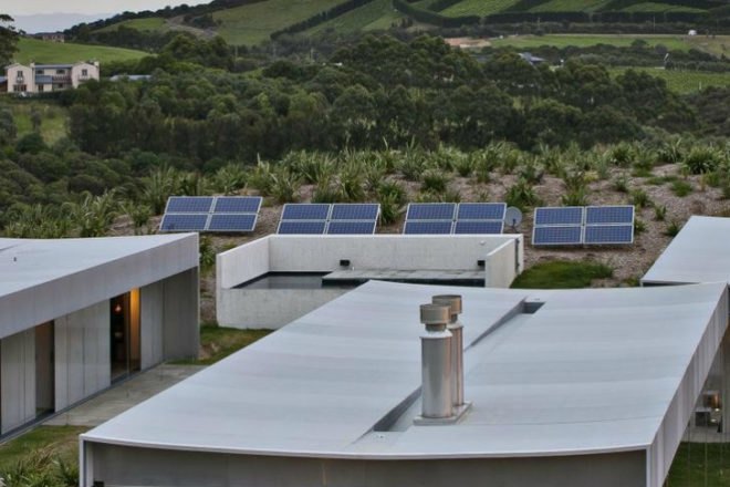 Island Retreat, Fearon Hay Architects, waiheke island, eco vacation home, eco home, solar power, new zealand