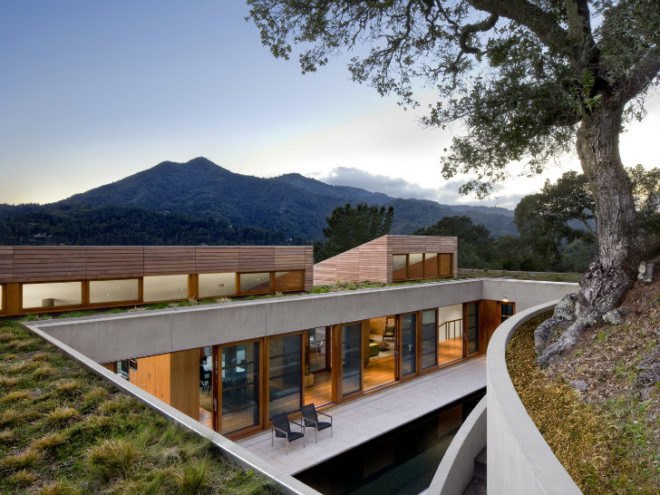 Kentfield Hillside Residence, Turnbull Griffin Haesloop, green roof, green home, eco home, living roof, sustainable home, bay area
