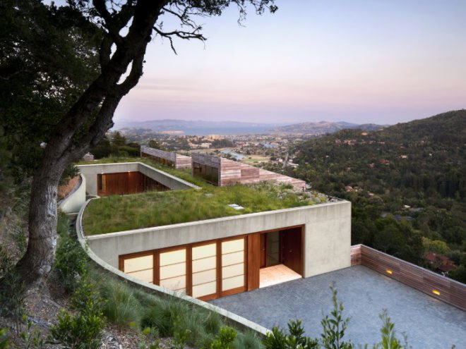 Kentfield Hillside Residence, Turnbull Griffin Haesloop, green roof, green home, eco home, living roof, sustainable home, bay area