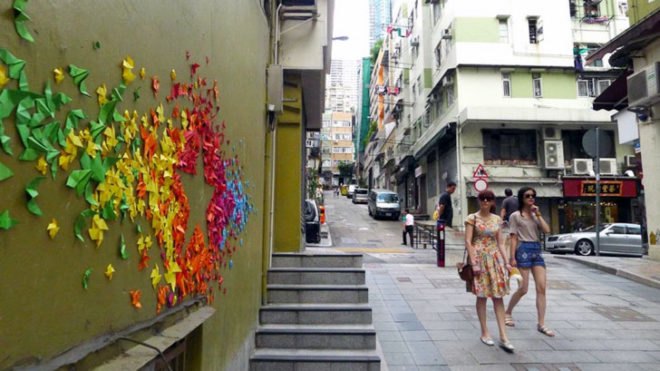 green design, eco design, sustainable design, Mademoiselle Maurice, origami, urban origami, street art, eco art, origami street art