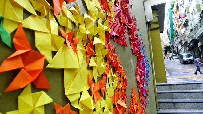 green design, eco design, sustainable design, Mademoiselle Maurice, origami, urban origami, street art, eco art, origami street art