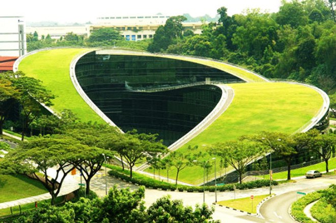 School of Art, Design and Media, Nanyang Technological University, Singapore, architecture, eco design, green roof