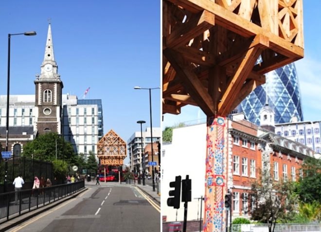 Geoffrey Chaucer, Paleys upon Pilers, timber, 2012, London, Olympic Games, green design, sustainable design, literature, eco-design, temporary design, Studio Weave