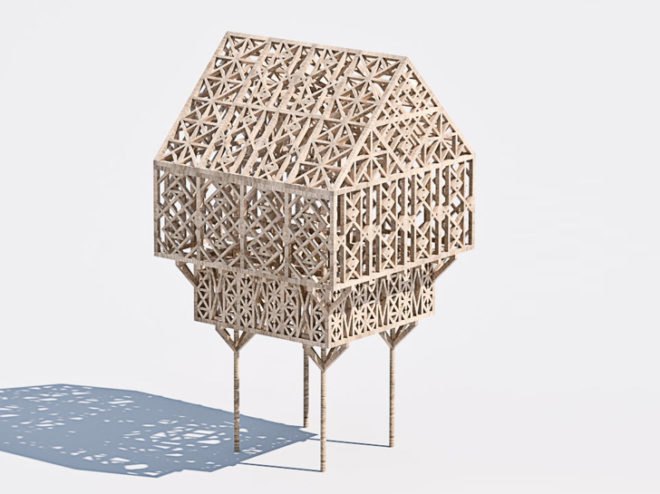 Geoffrey Chaucer, Paleys upon Pilers, timber, 2012, London, Olympic Games, green design, sustainable design, literature, eco-design, temporary design, Studio Weave