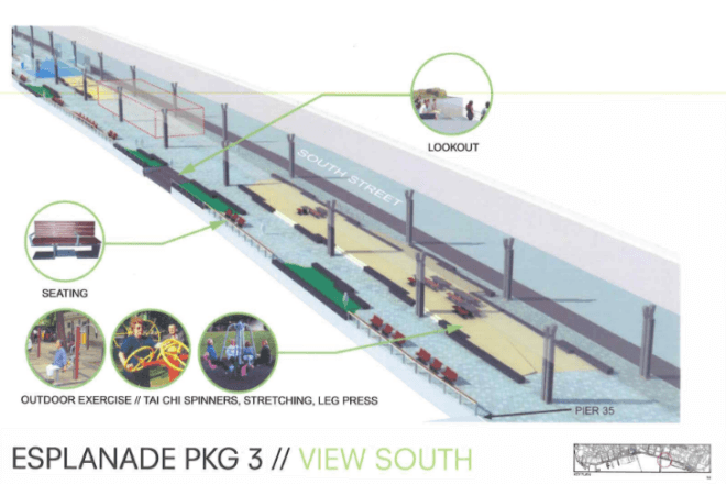 Pier 35, EcoPark, SHoP Architects, east river waterfront esplanade, landscape architecture, urban green space