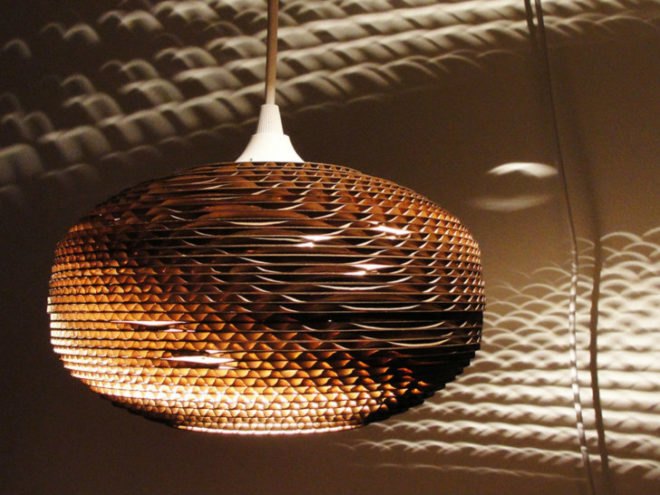 Scraplights, Graypants, scrap lights, recycled cardboard, recycled cardboard lights, green lighting