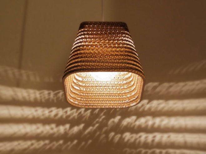 Scraplights, Graypants, scrap lights, recycled cardboard, recycled cardboard lights, green lighting