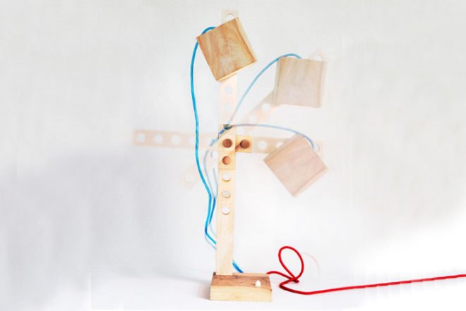 Shigeki Yamamoto, playful lamp, wooden lamp, customizable, Spiellampe, humorous design, DIY, Interactive Objects, Green Lighting