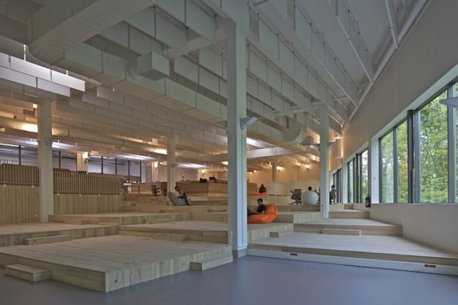 Dijon, France, Teletech, MVRDV, adaptive reuse, green renovation, daylighting, skylights, green design, sustainable design, eco-design, call center