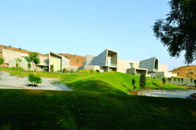 The Courtyard House, Sanjay Puri Architects, earth berm, passive cooling strategies, india, extreme heat