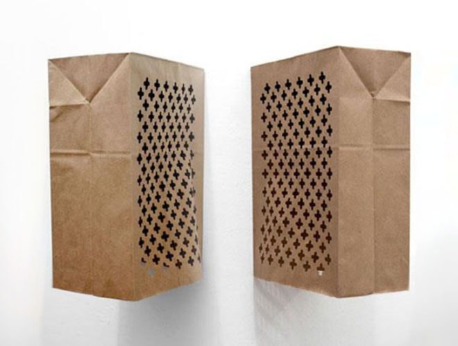 green design, eco design, sustainable design, Trong Gia Nguyen, recycle art, eco art, QF Gallery, East Hampton Gallery, portable confessional, paper bag confessional