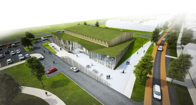 MoederscheimMoonen Architects, Het Anker, mixed-use development, Zwolle, The Netherlands, community center, green design, sustainable design, eco-design, landscaped roof, rainwater runoff, insulation, The Netherlands
