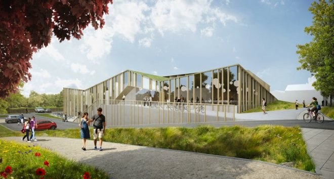 MoederscheimMoonen Architects, Het Anker, mixed-use development, Zwolle, The Netherlands, community center, green design, sustainable design, eco-design, landscaped roof, rainwater runoff, insulation, The Netherlands