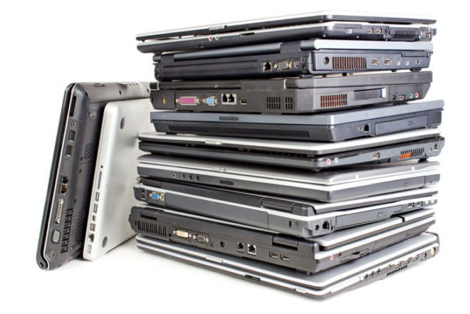 laptops, laptop computers, notebooks, notebook computers, pile of computers, refurbished computers, recycled computers