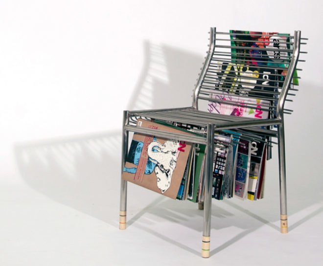 seung han lee, magazine hanger chair, green furniture, sustainable furniture, multi-tasking furniture, sustainable design, green design, green interiors, green chair, magazine rack chair, multifunctional furniture, magazine rack, magazine storage