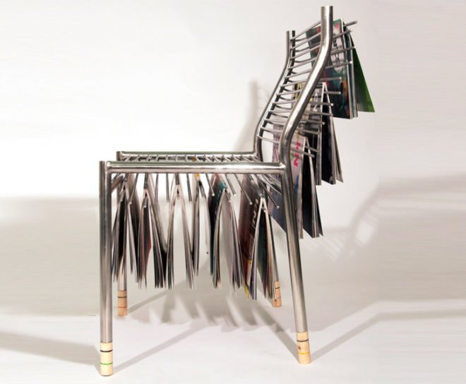 seung han lee, magazine hanger chair, green furniture, sustainable furniture, multi-tasking furniture, sustainable design, green design, green interiors, green chair, magazine rack chair, multifunctional furniture, magazine rack, magazine storage