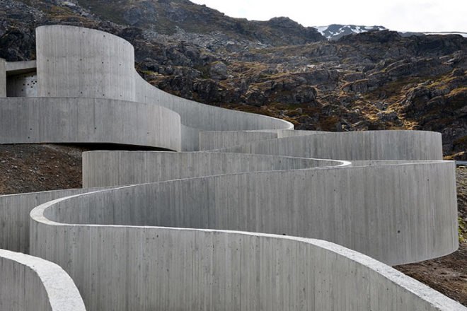 green design, eco design, sustainable design, Norway, Havoysund Tourist Route, Reiulf Ramstad Architects, Arctic ocean, open air concrete pathway