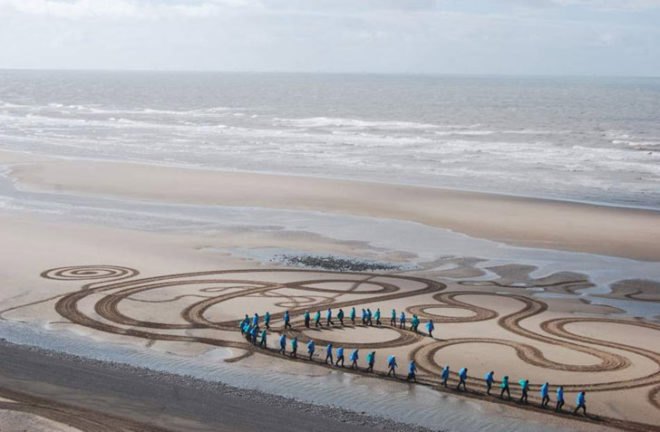 Evewright, Walking Drawings, England, eco art, sand art, land art