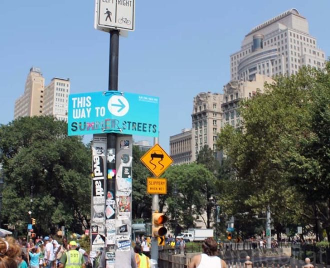 summer streets nyc, summer streets manhattan, manhattan, fitness, healthy recreation, sustainable transportation, biking, running, roller blading, New York City Department of Transportation