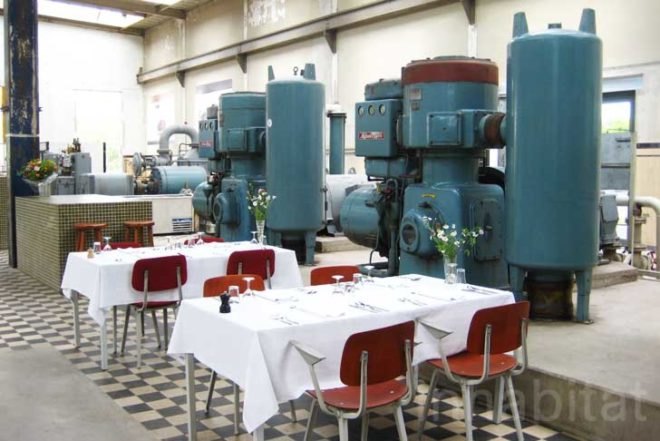 Radio Royaal, Eindhoven, recycled warehouse, Philips, seasonal food, recycled furniture, Architecture, Daylighting, green furniture, green Interiors, Green renovation,