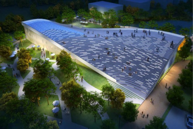 Beijing Green Visitor Center, JDS Architects, eco visitor center, beijing, photovoltaics, undulating roof, welcome center