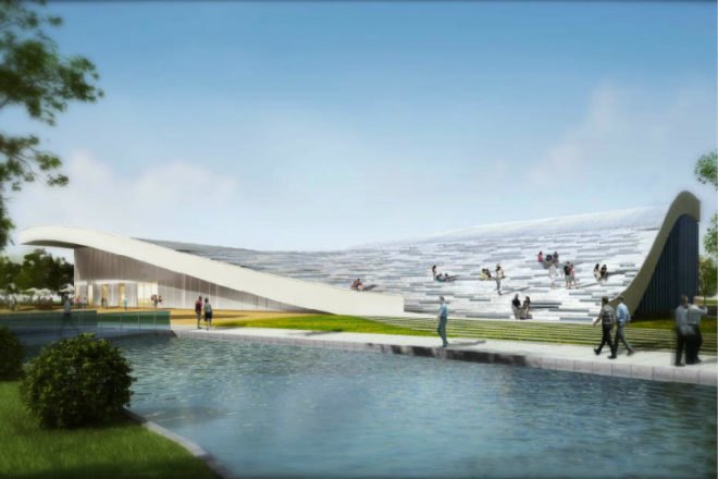 Beijing Green Visitor Center, JDS Architects, eco visitor center, beijing, photovoltaics, undulating roof, welcome center