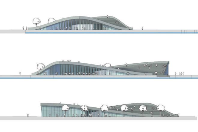 Beijing Green Visitor Center, JDS Architects, eco visitor center, beijing, photovoltaics, undulating roof, welcome center