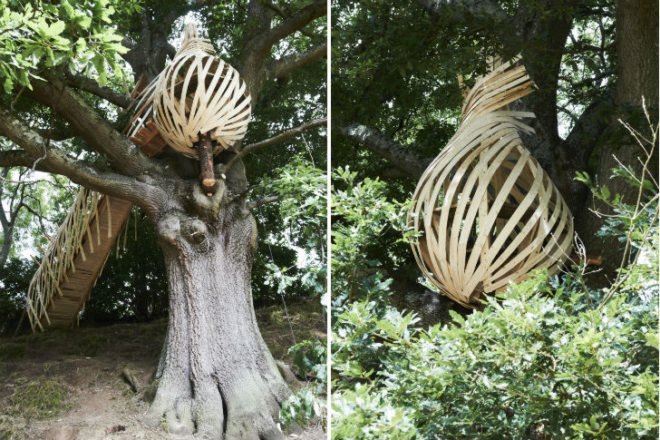 Dartmoor Treehouse, Jerry Tate Architects, dartmoor arts, treehouse, woven treehouse, student project
