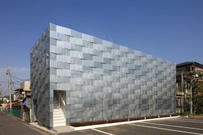 Edogawa Garage Club, Junichi Ito, tokyo, green renovation, metal shade screen, perforated metal facade,