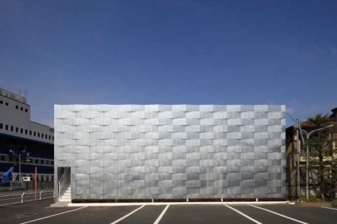 Edogawa Garage Club, Junichi Ito, tokyo, green renovation, metal shade screen, perforated metal facade,