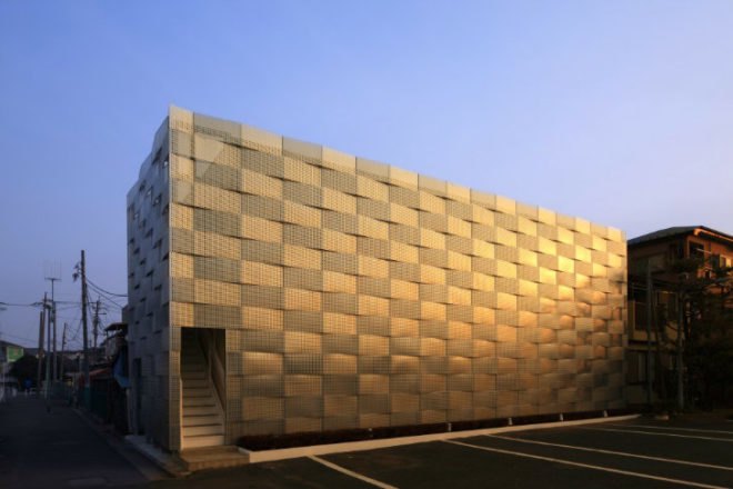 Edogawa Garage Club, Junichi Ito, tokyo, green renovation, metal shade screen, perforated metal facade,