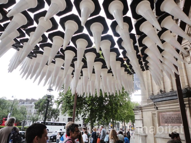 green design, eco design, sustainable design, Victoria & Albert Museum, London, South Kensington, Heatherwick Studio, Thomas Heatherwick, Cromwell Road, Designing the Extraordinary, recycled traffic cones, S3i, recycled sculpture