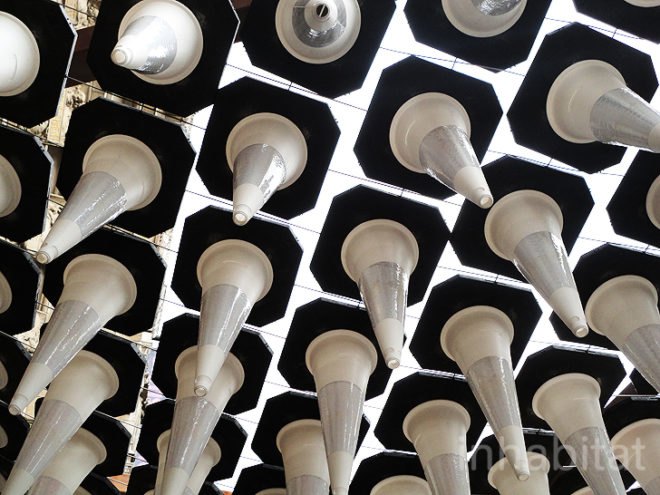 green design, eco design, sustainable design, Victoria & Albert Museum, London, South Kensington, Heatherwick Studio, Thomas Heatherwick, Cromwell Road, Designing the Extraordinary, recycled traffic cones, S3i, recycled sculpture