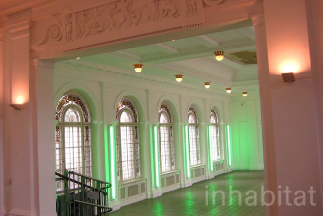Hamburger Bahnhof, berlin, recycled train station, Neon light, Dan Flevin, Josef Paul Kleihues, Marjetica Potrc, Anthony McCall, Architecture, Art, Green renovation