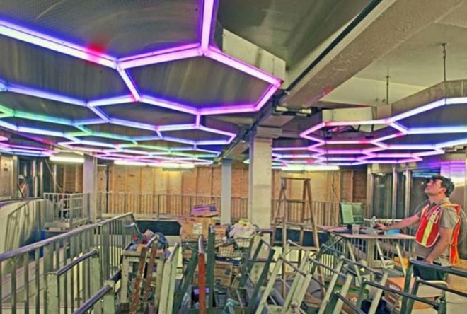 Leo Villareal, MTA, New York City Subway,subway art, Bleecker Street, Bleecker Street Station, Manhattan, Public Art, LED art,LED light installation, transportation, light sculpture