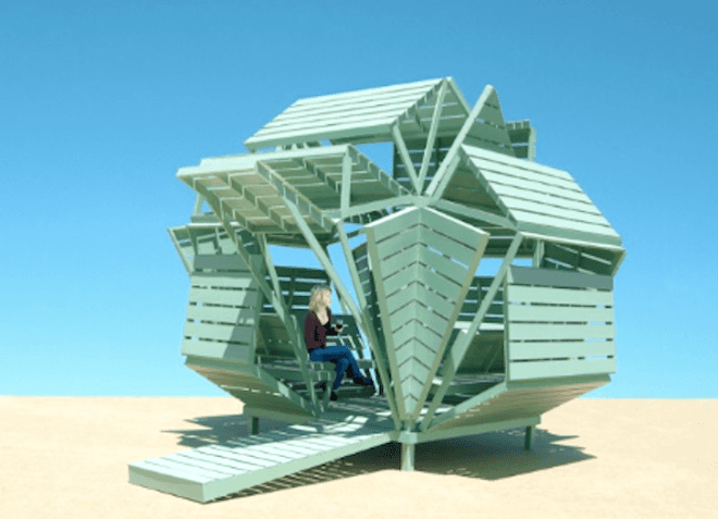 Michael Jantzen, M-Velope, Prefabricated design, green design, sustainable design, eco-design, shape-shifting, building regulations, wendy house