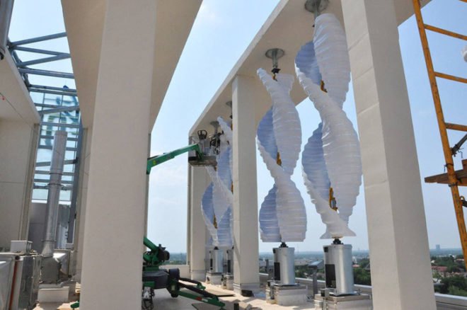 Oklahoma medical research foundation, OMRF, venger wind, v2 wind turbines, swg energy, world's largest rooftop wind farm, vertical wind turbines, wind power, wind energy, wind farm