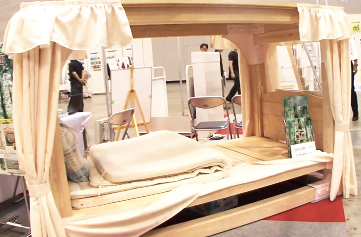 shinko industries, wood luck bed, earthquake, earthquake proof bed, earthquake shelter, earthquake debris, bed