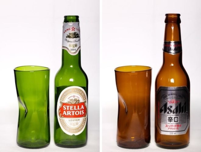 Ruth Allen, sustainable stubbies, Stella Artois, Asahi, dimple cups, recycled glass bottles, upcycling, glass cutting, glass sculptor, In the Spirit
