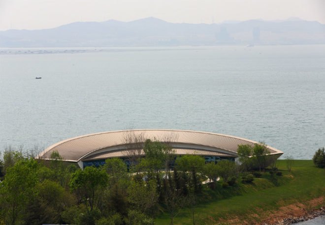 Weihai Pavilion, Make Architects, pavilion, china, solar passive design, bamboo,