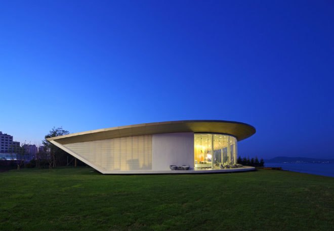Weihai Pavilion, Make Architects, pavilion, china, solar passive design, bamboo,