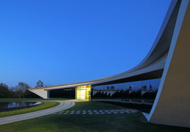 Weihai Pavilion, Make Architects, pavilion, china, solar passive design, bamboo,