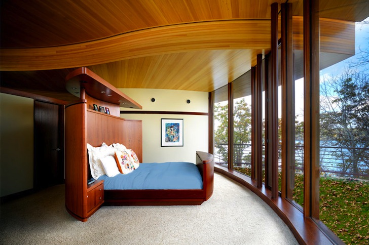 Robert Harvey Oshatz, architecture, natural materials, lakeside home, Wisconsin, curvilinear design, stone, green building, sustainable building, nature materials, eco-design, sustainable design, Chenequa Residence
