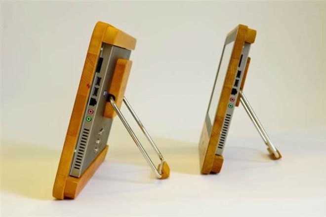 iameco, computer, wood frame, recyclable, efficient, pc, micropro, side view