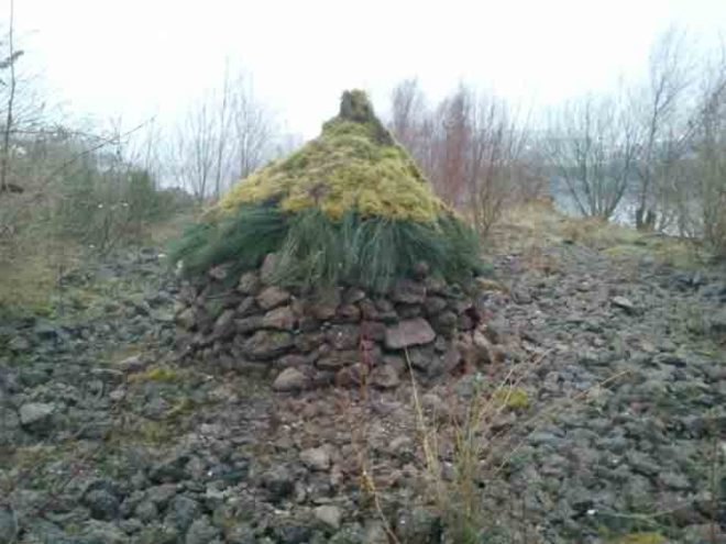 kevin langan, survival shelter, scotland, natural resources, 100 wild huts, hut, blog, pine