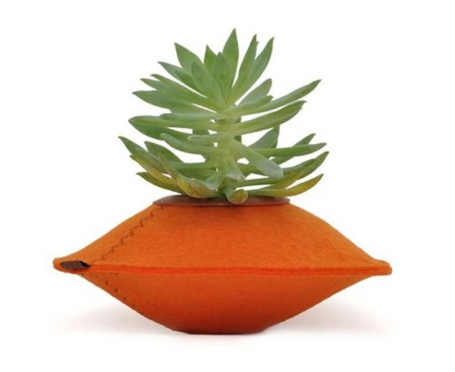 flip & tumble, felt pods, planter, reycled, saucer, plants, indoor decor, orange