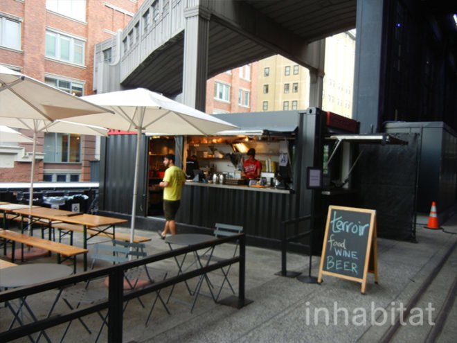 terroir, terroir wine bar, wine bar on high line, shipping container restaurant on high line, high line food, high line eatery, terroir on the porch, shipping container restaurant, wine bar high line, high line bar, bars high line,